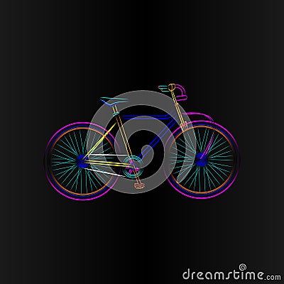 An attractive neon bicycle flat sketch. Vector Illustration