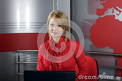 Attractive news television presenter Editorial Stock Photo