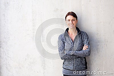 Attractive older sports woman smiling Stock Photo