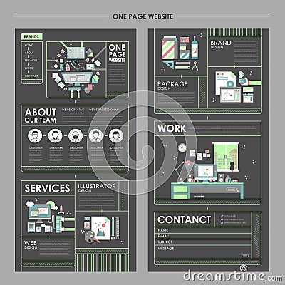 Attractive one page website design Vector Illustration