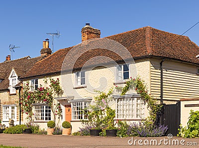 Attractive old village cottage in Standon High Street. UK Editorial Stock Photo