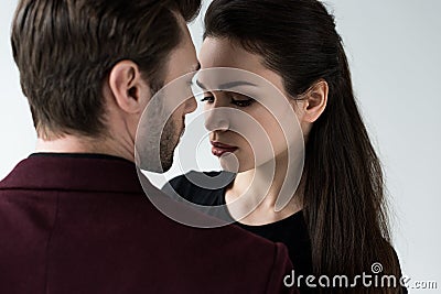 attractive sensual couple looking at each other, Stock Photo