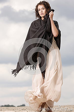 Attractive and sensuality woman in the desert Stock Photo