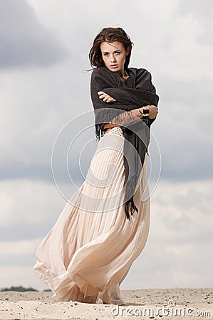 Attractive and sensuality woman in the desert Stock Photo