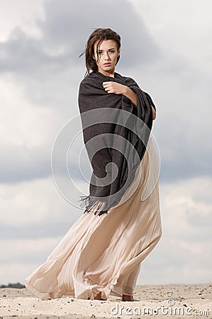 Attractive and sensuality woman in the desert Stock Photo