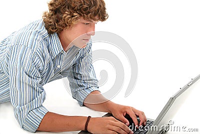 Attractive Teen Boy With Laptop Computer Stock Photo