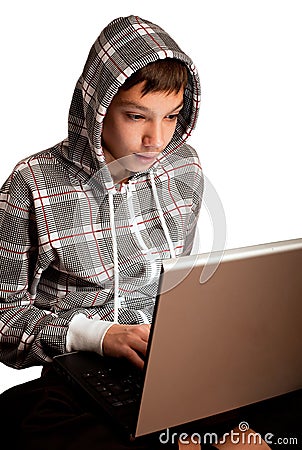 Attractive teen boy sitting Stock Photo