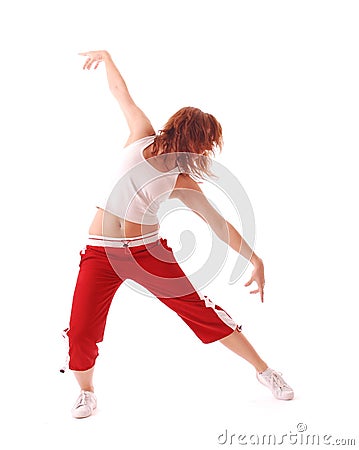 Attractive teenage dancing over white background Stock Photo