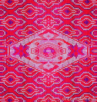 Carpet Pattern. Bright pink Ornament. Red Rug Background. Attractive Vintage Wallpaper Stock Photo