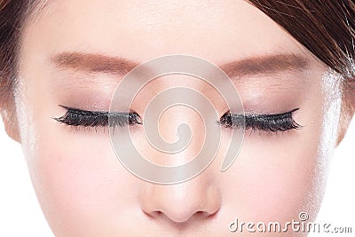 Attractive woman closed eyes Stock Photo