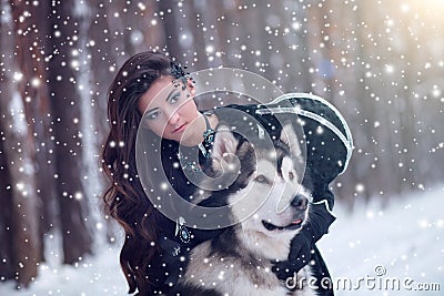 Attractive woman with the dogs. Stock Photo