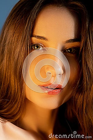 attractive woman natural beauty clean smooth face Stock Photo