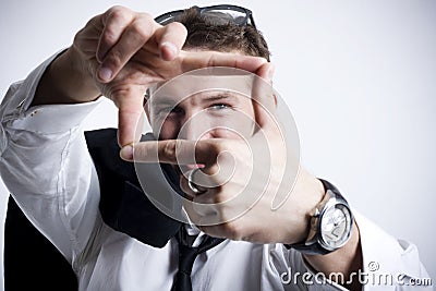 Attractive young businessman planning Stock Photo