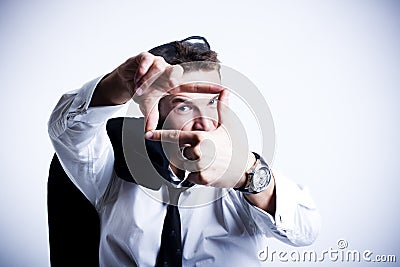 Attractive young businessman planning Stock Photo