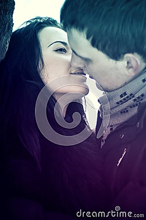 Attractive young couple kissing Stock Photo