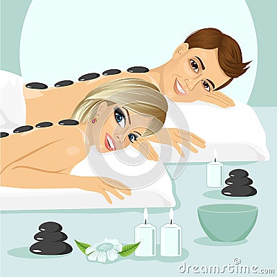 Attractive young couple on a spa Vector Illustration