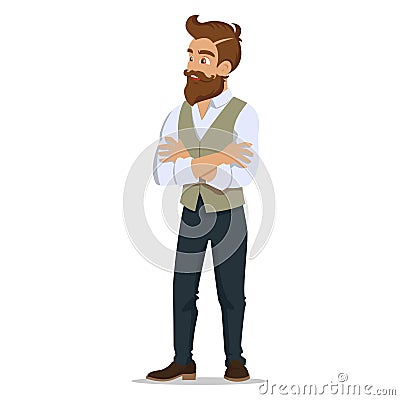 Attractive young men in fashionable clothes Young hipster. Cute cartoon man. Successful young people Vector illustration Vector Illustration