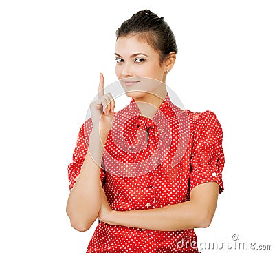 Attractive young woman with her finger up Stock Photo