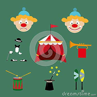 The attributes of the circus Vector Illustration