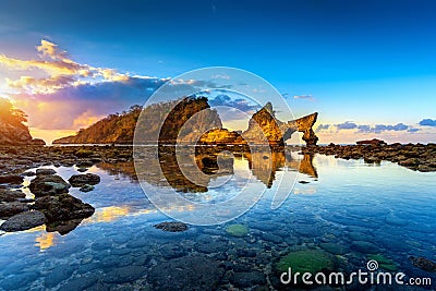 Atuh beach at sunrise in Nusa penida, Bali, Indonesia. Stock Photo