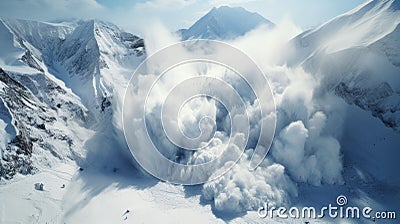 ature's Fury Unleashed: Captivating Image of Powerful Mountain Avalanche Stock Photo