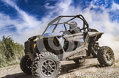 ATV adventure. Buggy extreme ride on dirt track. UTV Editorial Stock Photo