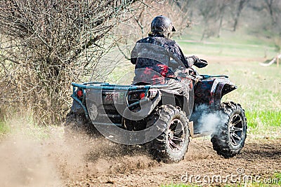 ATV, buggy, quad and UTV offroad vehicle rally in dust with mud splash. Extreme, adrenalin. 4x4 Editorial Stock Photo