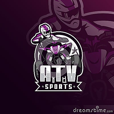 Atv motocross vector mascot logo design with modern illustration concept style for badge, emblem and tshirt printing. atv Vector Illustration