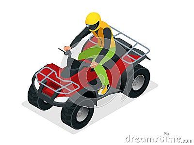 ATV rider in the action. Quad bike ATV isometric vector illustration. Motocross bike icon. Vector Illustration