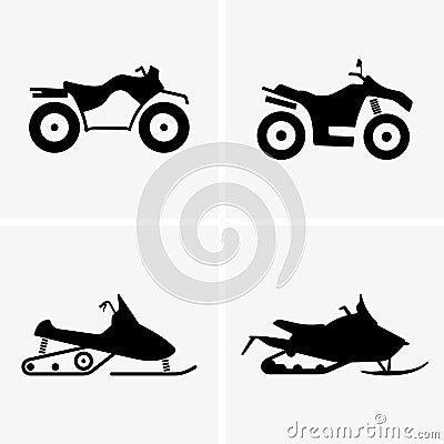 ATV and Snowmobile Vector Illustration