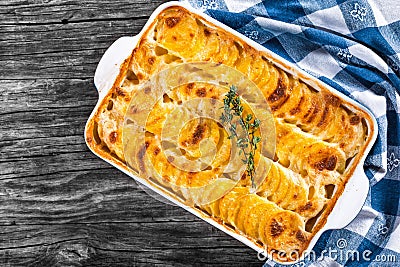 Au Gratin Dauphinois, Potatoes baked in a baking dish, close-up Stock Photo