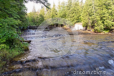 Au Train Falls in the Upper Peninsula of Alger County, Michigan Stock Photo