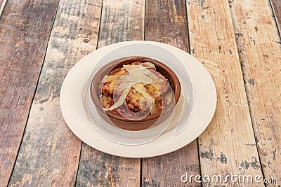 Aubergine parmigiana or simply parmigiana, is a typical dish from Sicily Stock Photo
