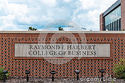 AUBURN ALABAMA, USA - June 18, 2020 - Auburn University Raymond J Harbert College of Engineering Sign Editorial Stock Photo