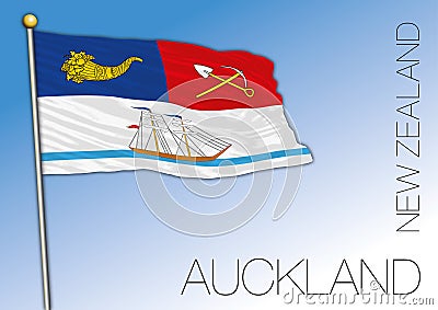 Auckland city and regional flag, New Zealand Vector Illustration