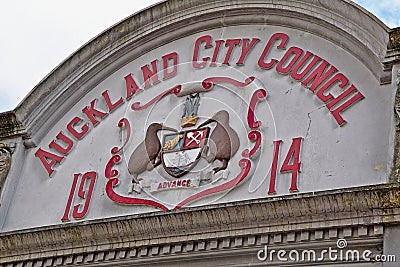 AUCKLAND, NEW ZEALAND - Jul 01, 2019: Auckland Council historical sign Editorial Stock Photo