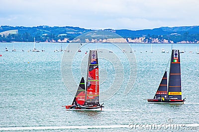Scenic view of sailboats during the 36th Americas Cup in Auckland, New Zealand Editorial Stock Photo