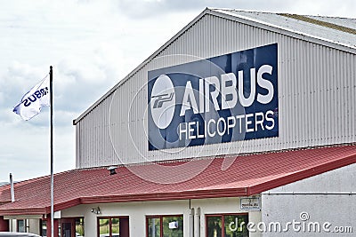 Airbus Helicopters hangar and sign at Ardmore Airport Editorial Stock Photo