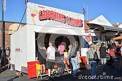 AUCKLAND, NEW ZEALAND - Nov 20, 2020: Laughing Clowns shooting gallery stand at Howick Christmas market Editorial Stock Photo