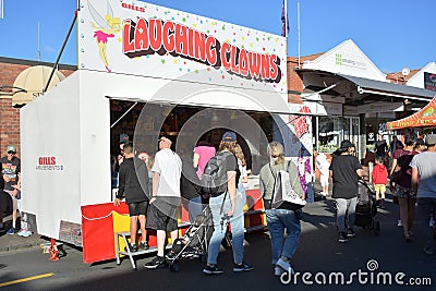 AUCKLAND, NEW ZEALAND - Nov 20, 2020: Laughing Clowns shooting gallery stand at Howick Christmas market Editorial Stock Photo