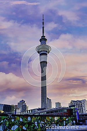 Auckland`s Sky Tower at dawn Editorial Stock Photo