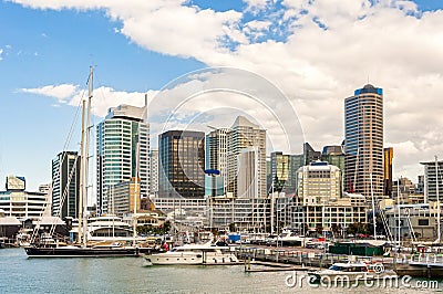 Auckland skycrapers and harbor Stock Photo