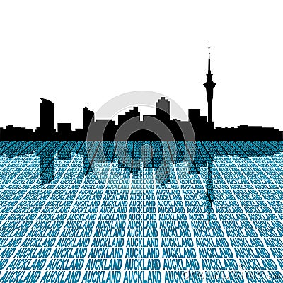 Auckland skyline with text Vector Illustration
