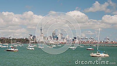 Auckland skyline. View from Okahu Bay Editorial Stock Photo