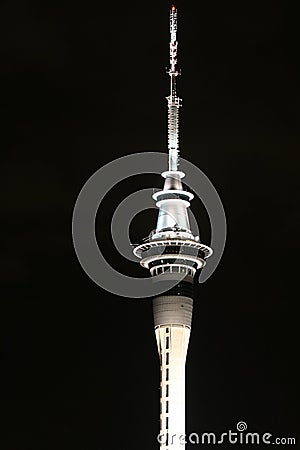 Auckland Skytower at Night Stock Photo