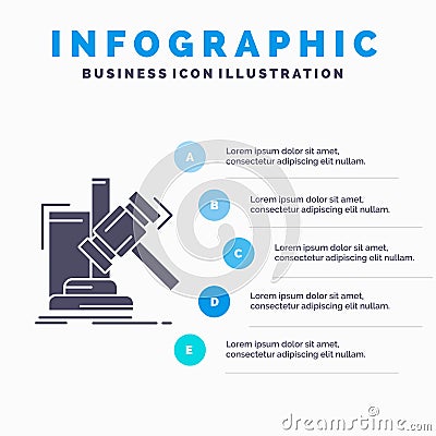 Auction, gavel, hammer, judgement, law Infographics Template for Website and Presentation. GLyph Gray icon with Blue infographic Vector Illustration