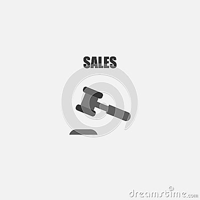 Auction icon. Hammer. Sale. Vector illustration. EPS 10 Stock Photo