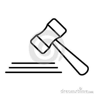 Auction mallet line icon, outline vector sign, linear style pictogram isolated on white. Judge gavel symbol, logo Vector Illustration