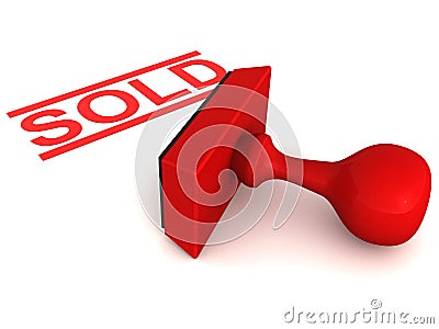 Auction sold stamp Stock Photo