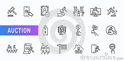 Auction vector icon hammer sell document judge illustration price deal. Bid auction vector tender justice sale Vector Illustration